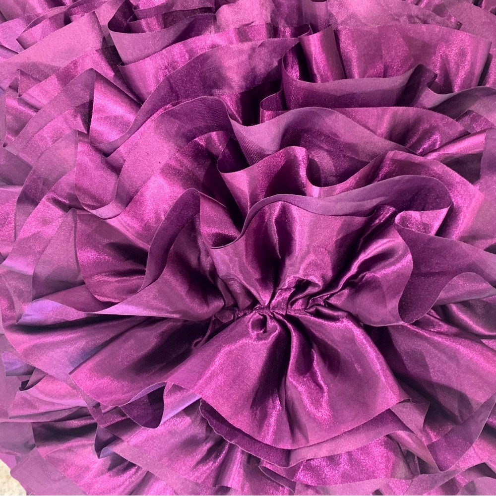Purple Satin Ruffle Pillow 22x22